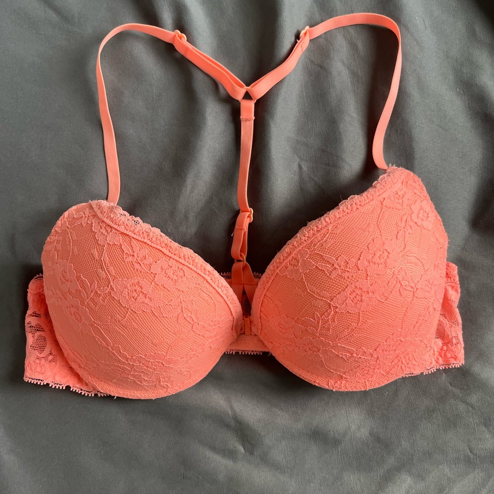Hot pink 32B lace racerback bra